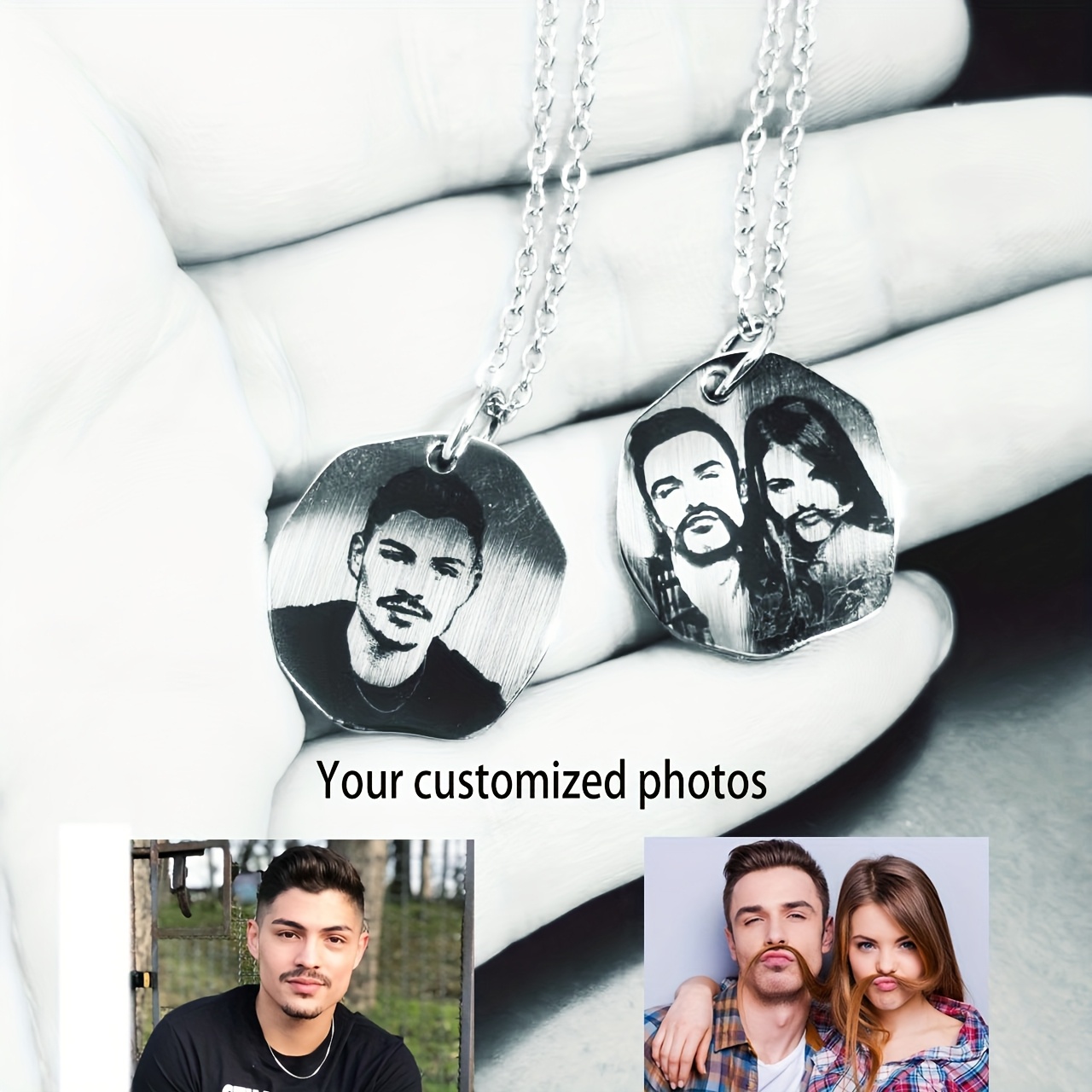 Custom Engraved Photo Pendant Necklace Stainless Steel Jewelry